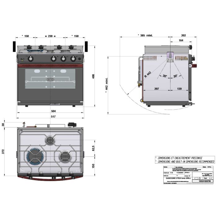 ENO | Allure 3 Burner Marine / Campervan / Caravan Oven with Grill