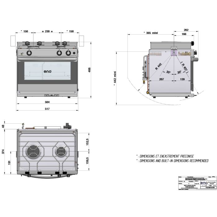 ENO | Grand Large 2 Burner Marine / Campervan / Caravan Oven (No Grill)
