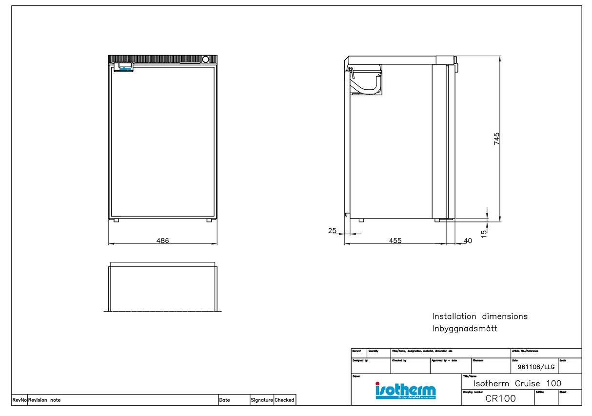 Isotherm Cruise Marine / Campervan / Caravan Fridge CR100 | (12/24V)