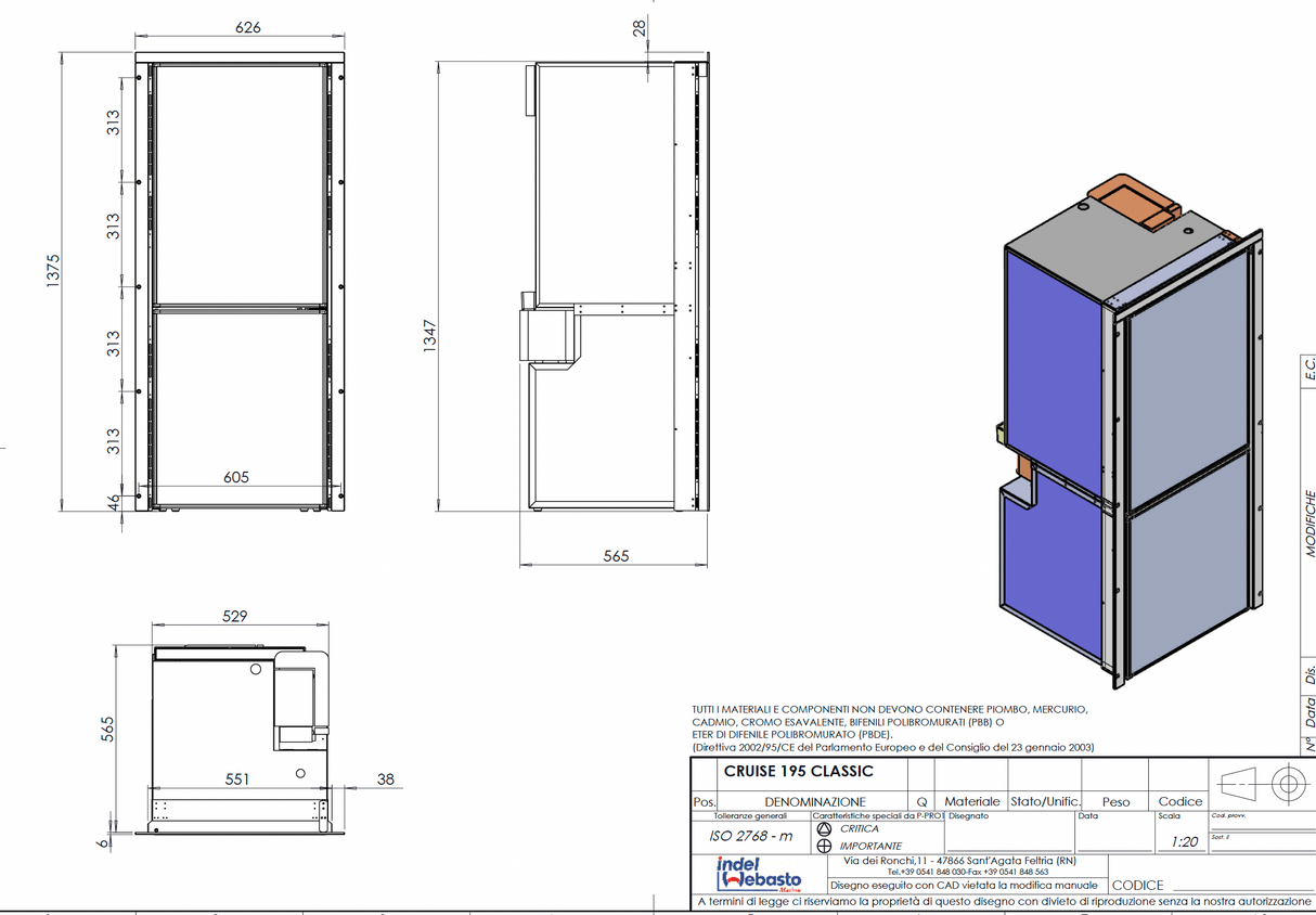 Isotherm Cruise Marine / Campervan / Caravan Fridge / Freezer CR195 (12/24V)