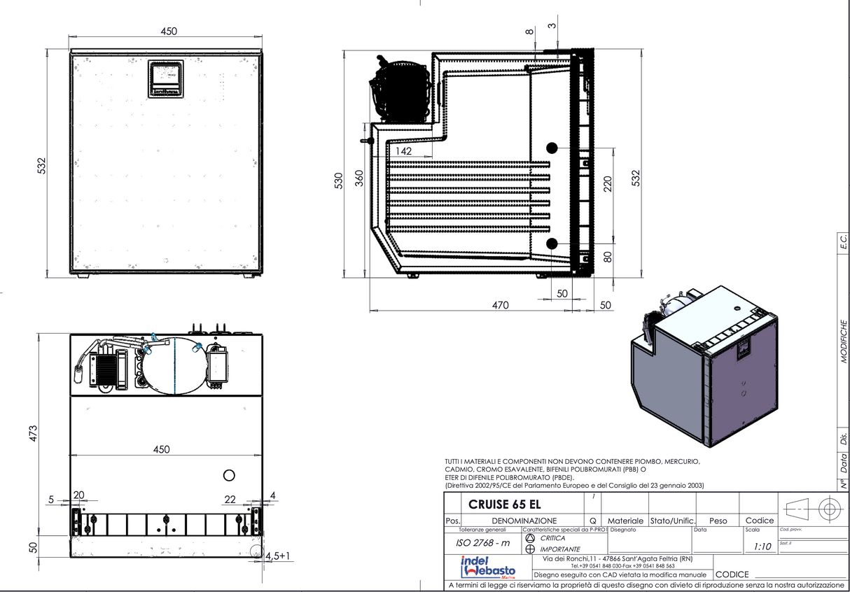 Isotherm | Elegance EL65 Marine / Campervan / Caravan Fridge | 12/24V