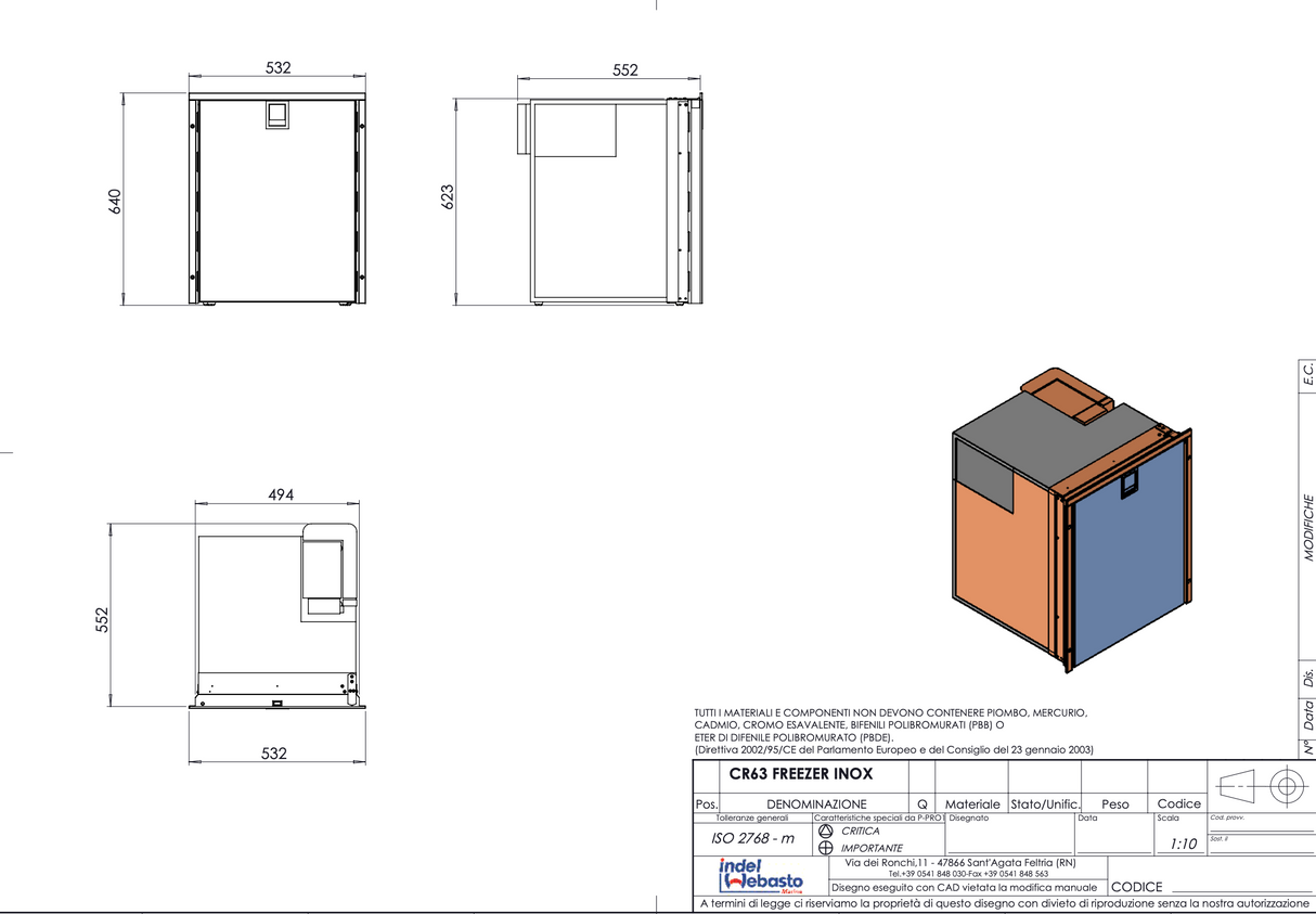 Isotherm | Cruise CR63F Marine / Campervan / Caravan Freezer | Inox Clean Touch
