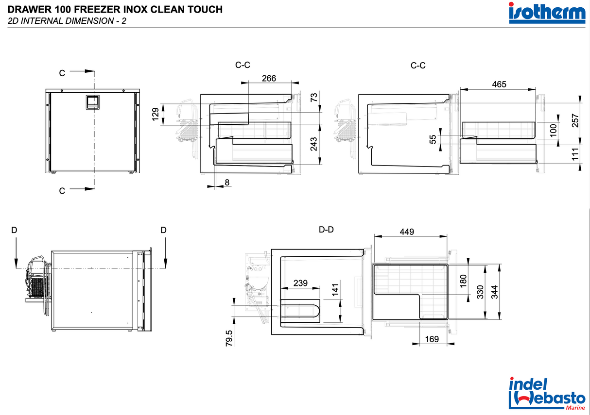 Isotherm | DR100 Drawer 100 Marine / Campervan / Caravan Freezer | Inox Clean Touch