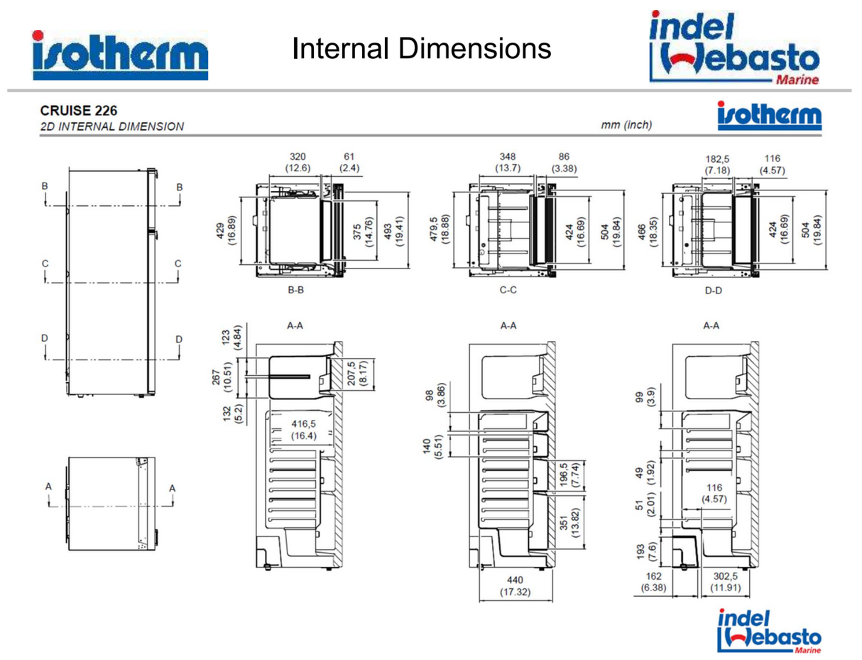 Indel B CR226 | CRUISE 226 Classic Total Black MARINE / CAMPERVAN / CARAVAN FRIDGE (12/24V)