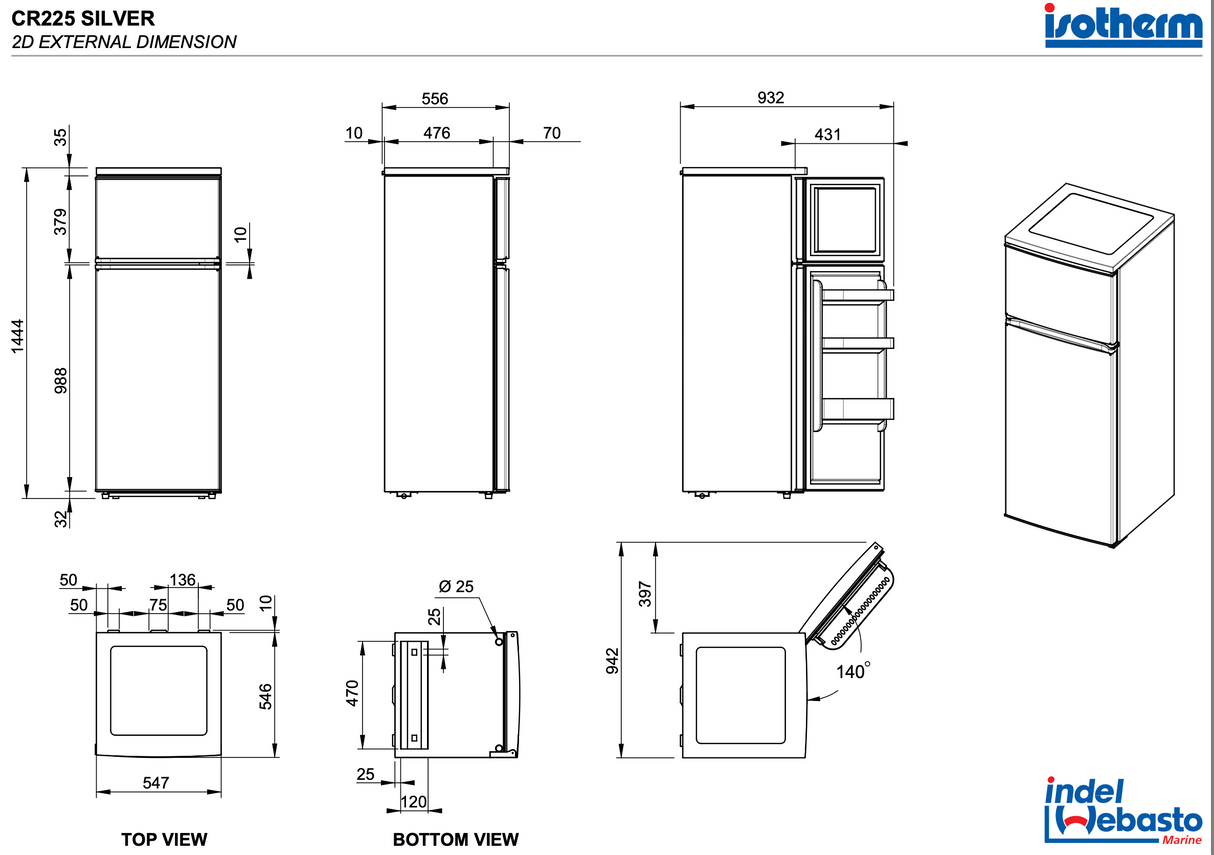 Isotherm Silverline Fridge / Freezer | CR225
