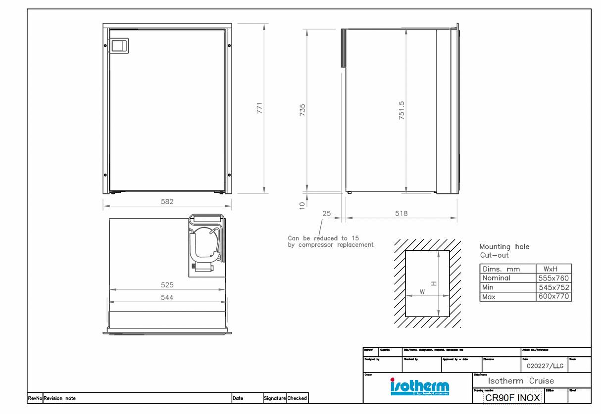 Isotherm | Cruise CR90 Marine / Campervan / Caravan Freezer | Inox Clean Touch