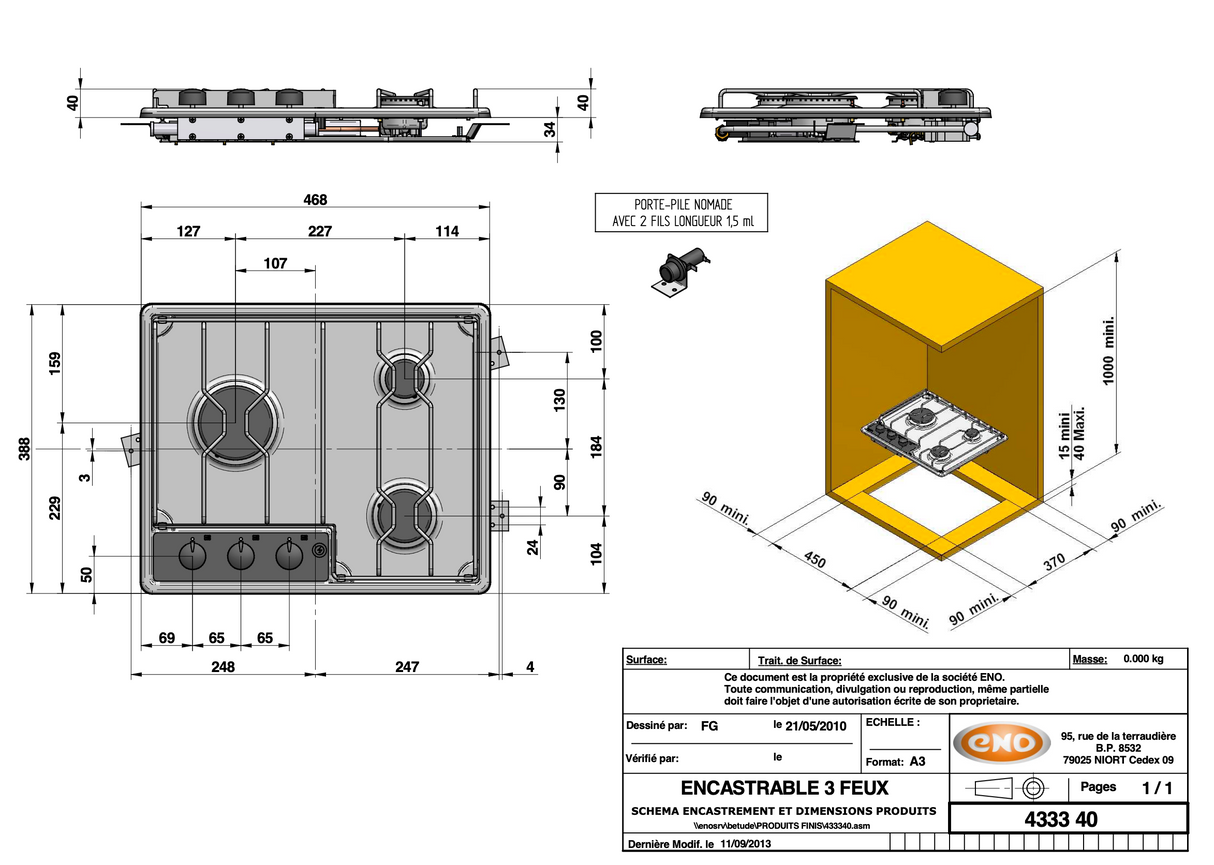Eno | Master 3 Burner Marine / Campervan / Caravan Hob Top