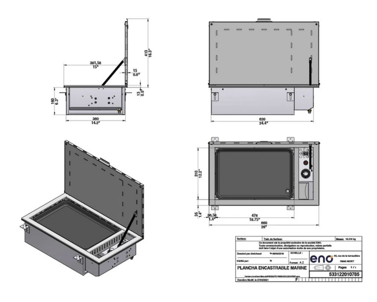 ENO Antigua Build in Gas Plancha Hot Plate Grill / 533122015301